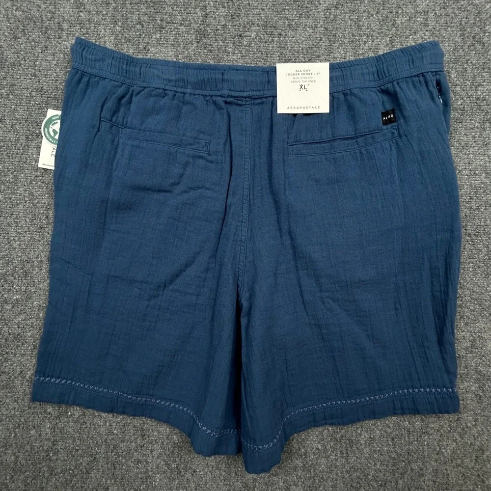 Aeropostale Shorts Mens XL Blue All Day Jogger Floral Embroidered 7 Inseam